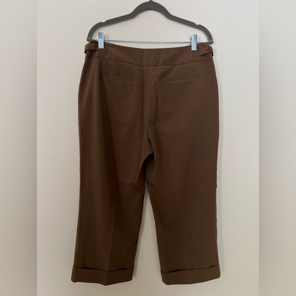 2/$25 Larry Levine Womens Cullote Pants Capri 10 Brown High Waist Flat Loose - Picture 3 of 16